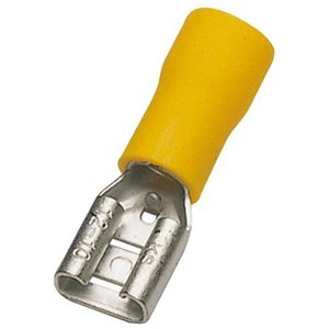 SWA 63YFP Female Push-On Terminal<BR> 4-6mm Yellow Insulated 6.3x0.8mm (Pack Qty 100)