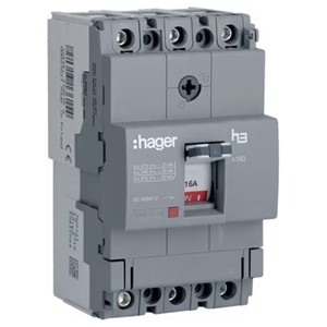 Hager HHA016Z<BR> MCCB X160 3P 16A 25kA