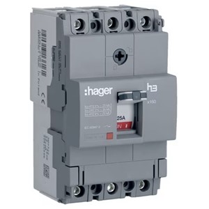 Hager HHA025Z<BR> MCCB X160 3P 25A 25kA