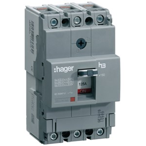 Hager HHA125Z<BR> MCCB X160 3P 125A 25kA