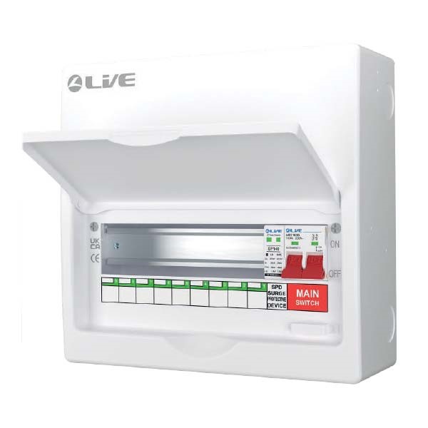 Live 9way SPD Consumer Unit  C/W 6 RCBO & 3 Blanks