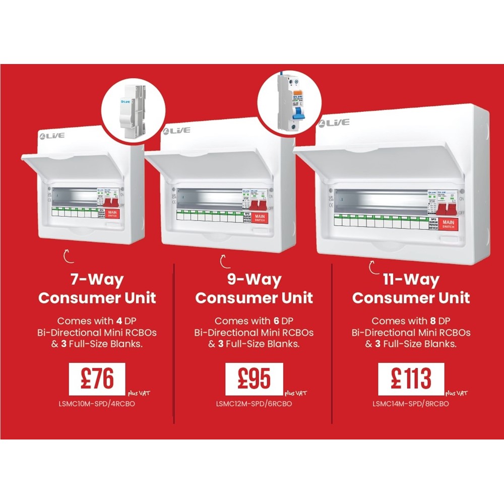 Live 11way SPD Consumer Unit  C/W 8 RCBO & 3 Blanks