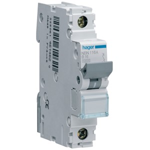 Hager NBN116A<BR> MCB SP Type B 16A 10kA