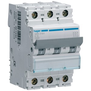 Hager NBN316A <BR>MCB TP Type B 16A 10kA