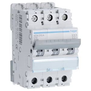 Hager NDN310A <BR>MCB TP Type D 10A 10kA