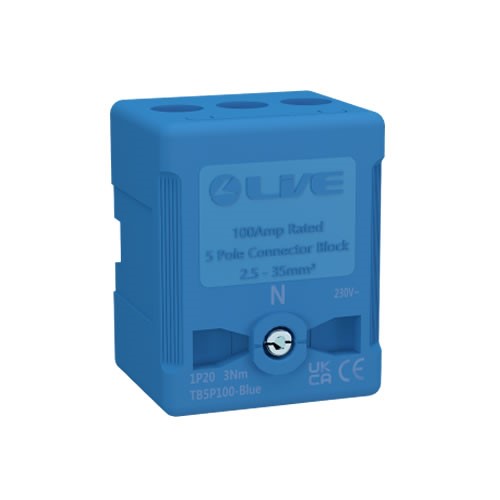 Liveelec TB5P100-BLUE Conn Blck 5P 100A