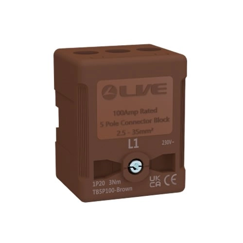Liveelec TB5P100-BROWN Conn Blck 5P 100A