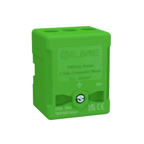 Liveelec TB5P100-GREEN Conn Blck 5P 100A