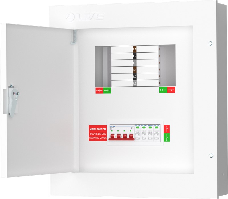 Liveelec TPN04-125S <BR>Distribution Board TP&N <BR> 4 Ways Surge Protected