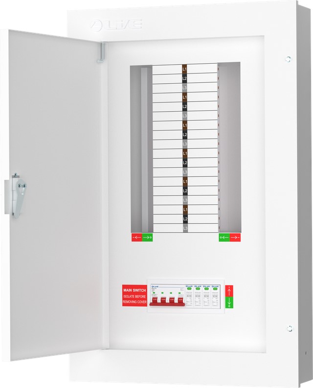 Liveelec TPN12-125S<BR> Distribution Board TP&N <BR>12 Ways Surge Protected