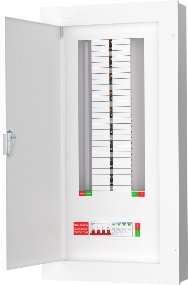 Liveelec TPN18-125S <BR>Distribution Board TP&N <BR>18 Ways Surge Protected