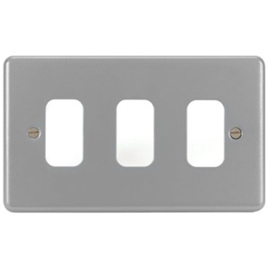 Hager WPGP3 Grid Plate 3 Gang Grey