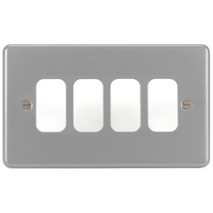 Hager WPGP4 Grid Plate 4 Gang Grey