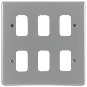 Hager WPGP6 Grid Plate 6 Gang Grey