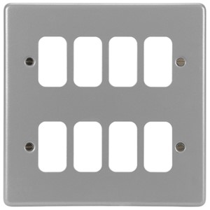 Hager WPGP8 Grid Plate 8 Gang Grey